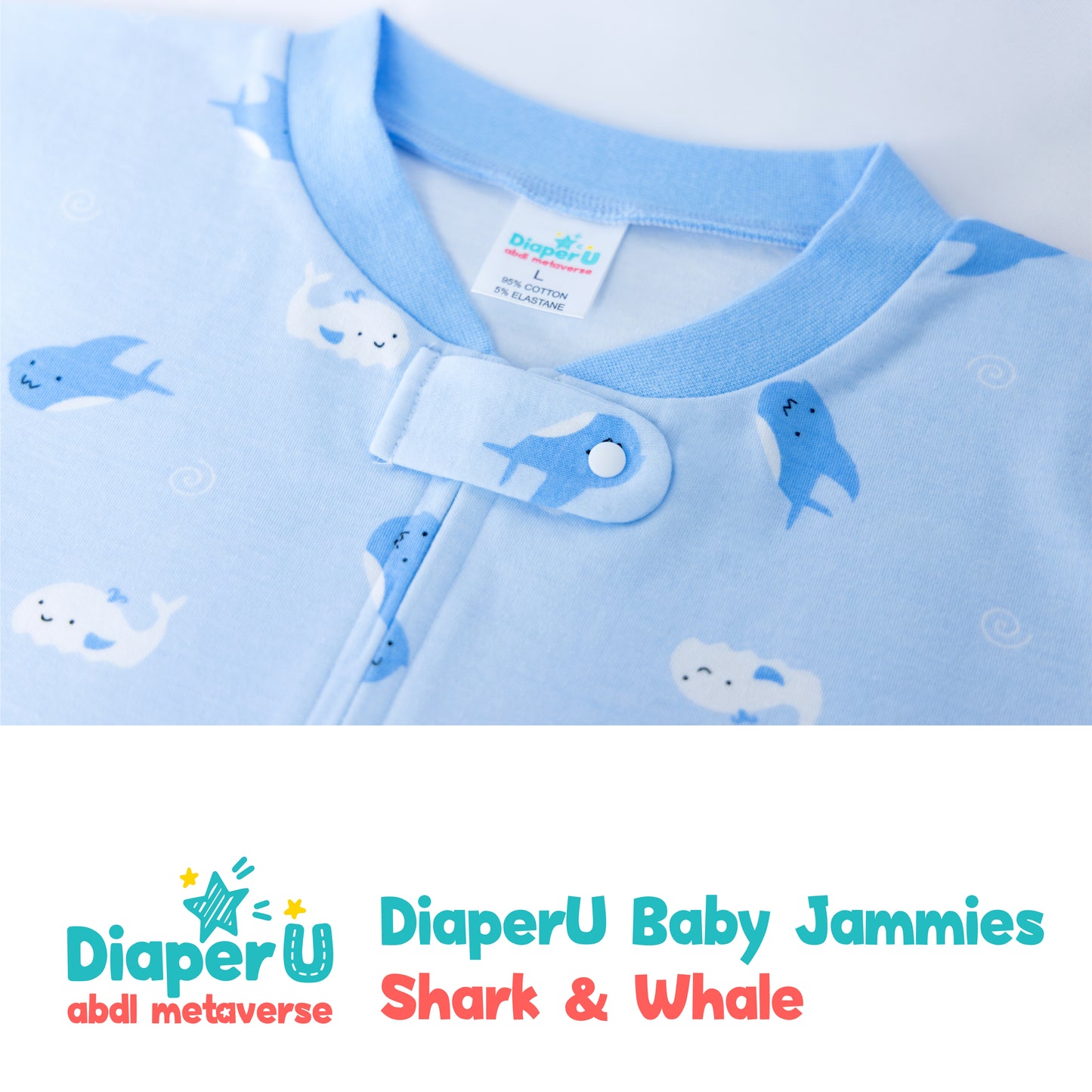 ABDL Footed Jammies - Shark & Whale