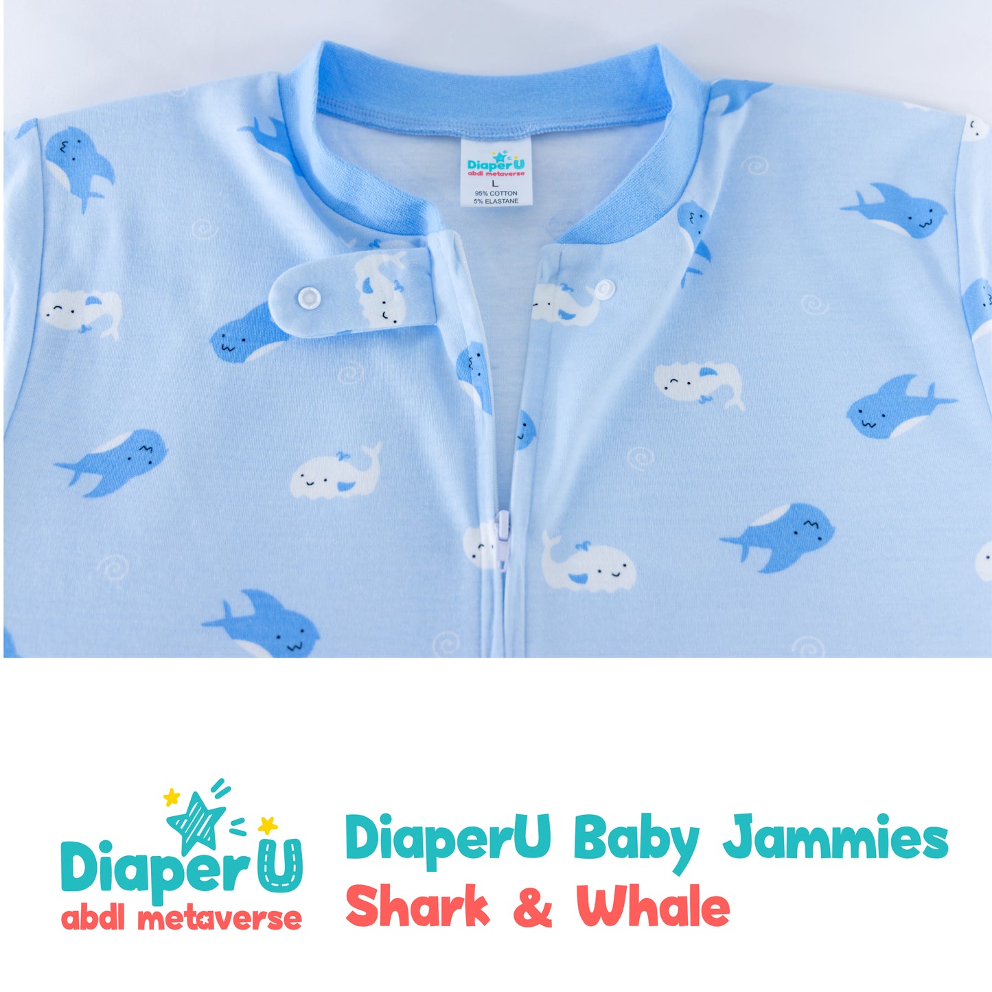 ABDL Footed Jammies - Shark & Whale