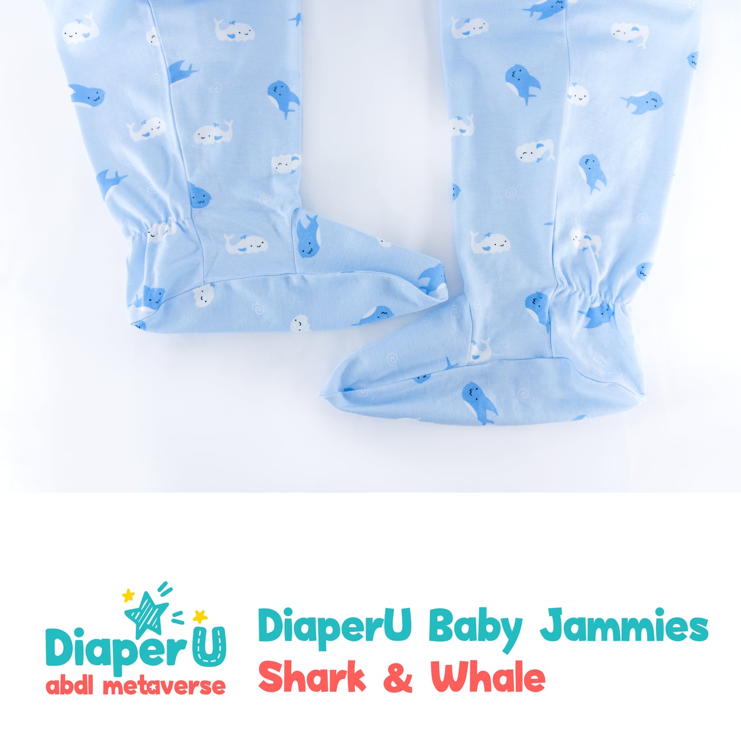 ABDL Footed Jammies - Shark & Whale