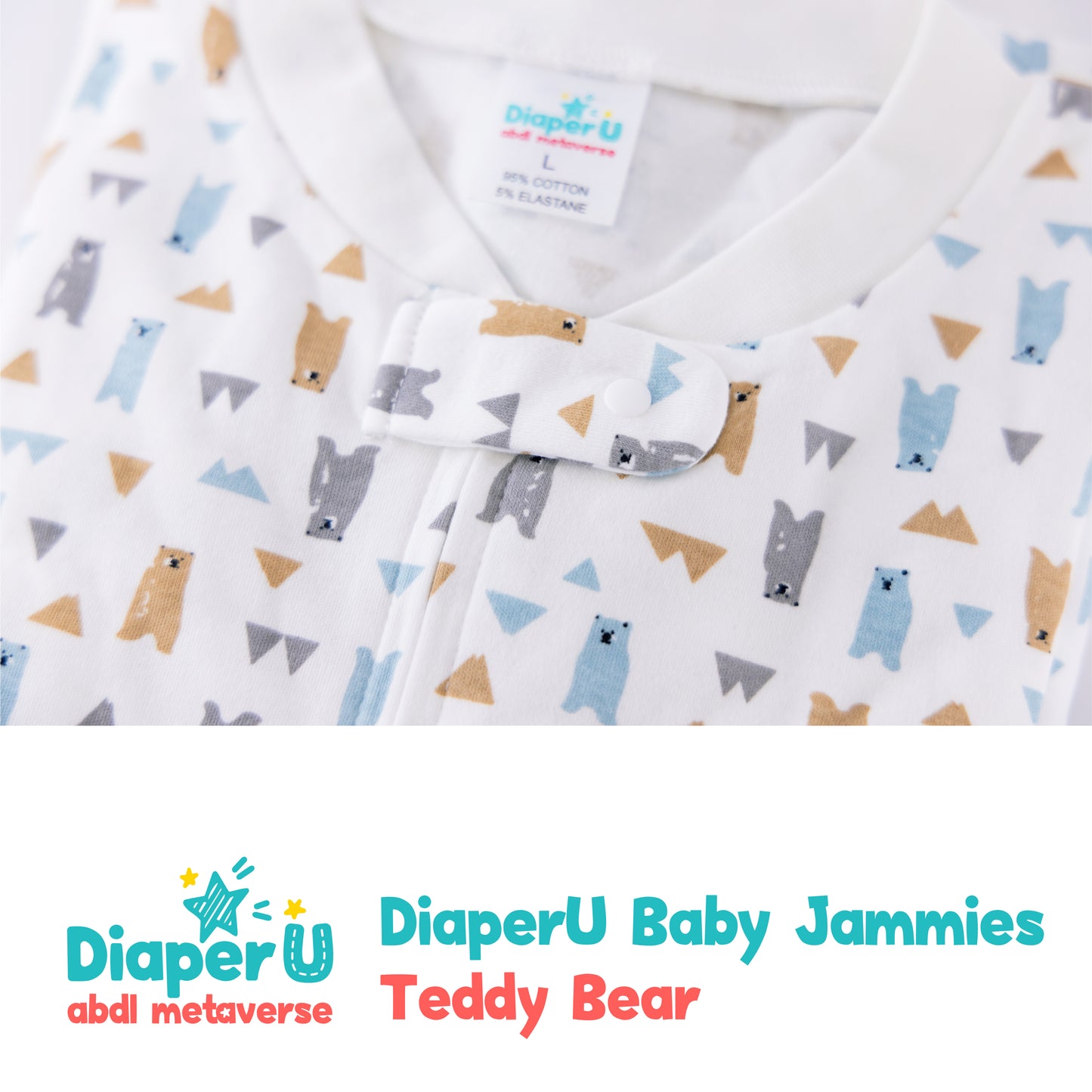 ABDL Footed Jammies - Teddy Bear