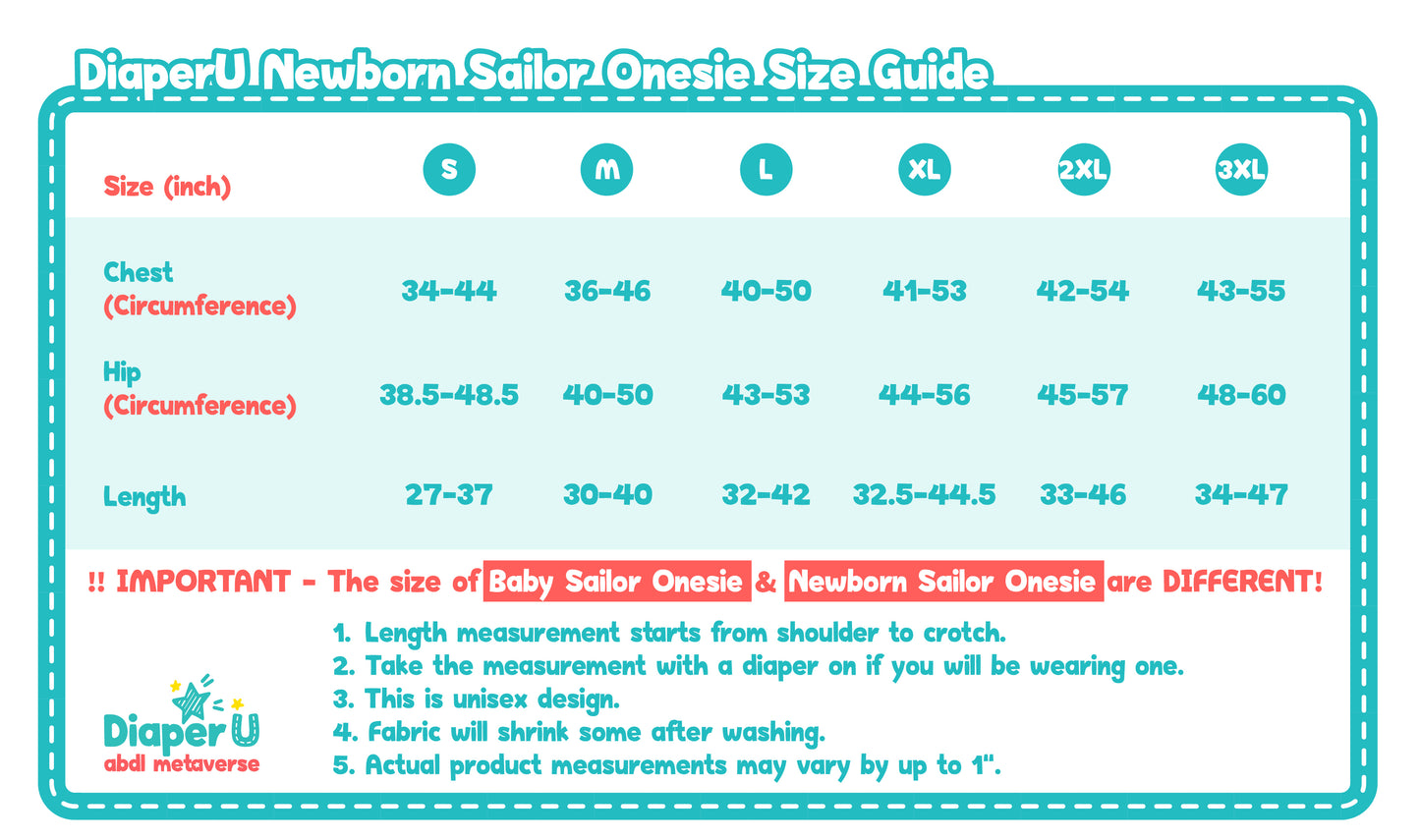 ABDL Romper - Newborn Sailor