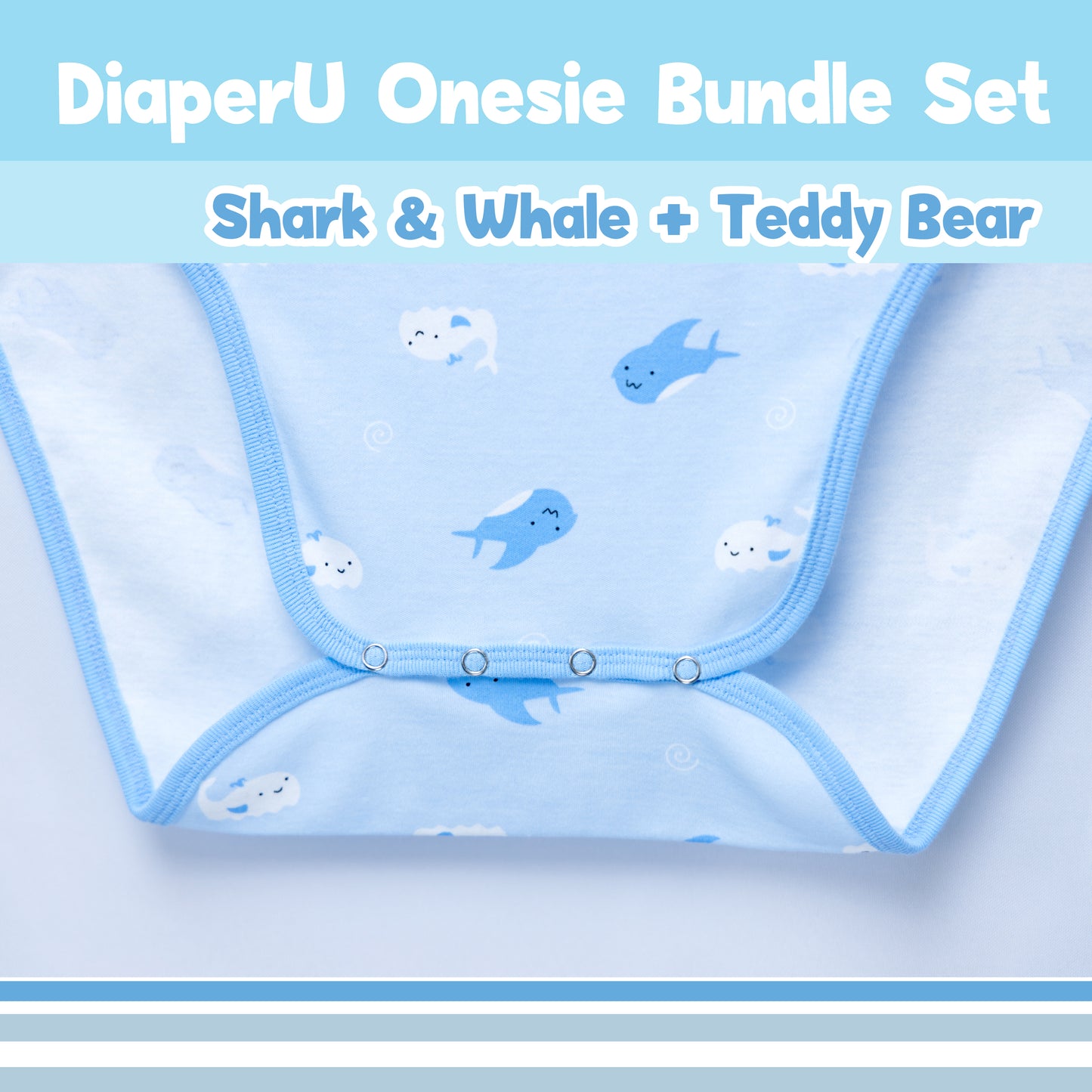 ABDL Onesie - Shark & Whale & Teddy Bear Bundle Set (2 Onesie)