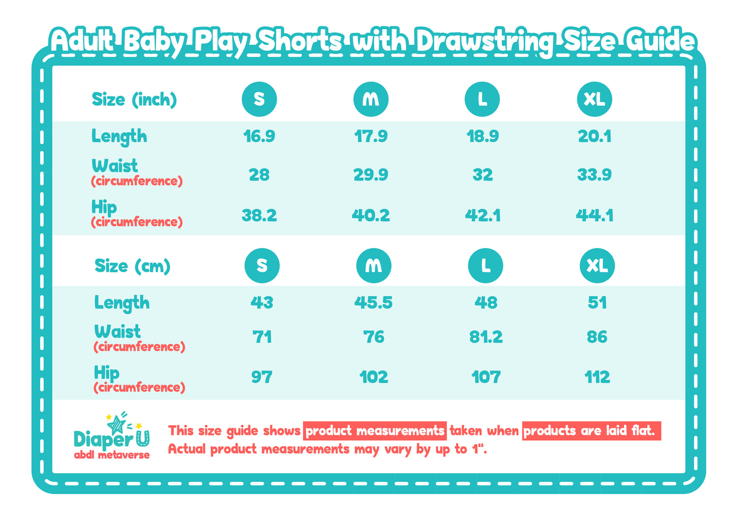 Adult Baby Play Shorts with Drawstring