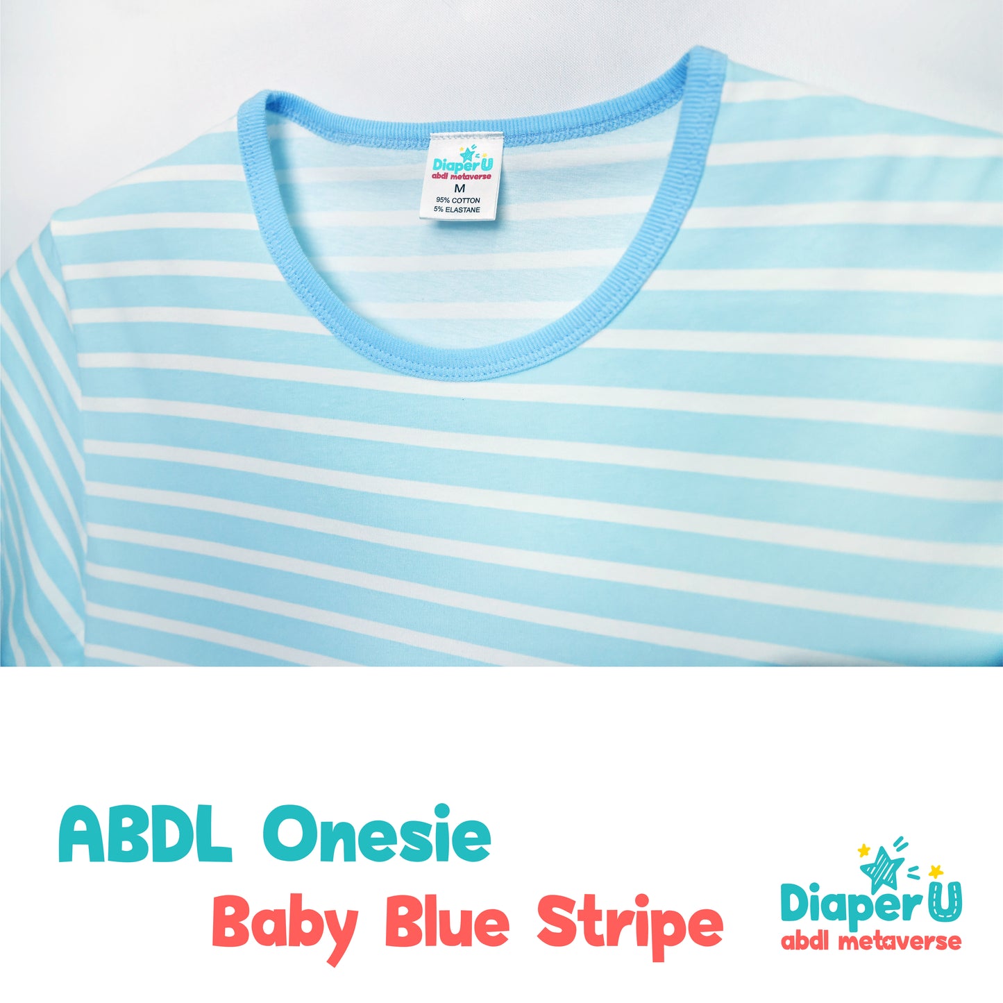 ABDL Onesie- Baby Blue Stripe