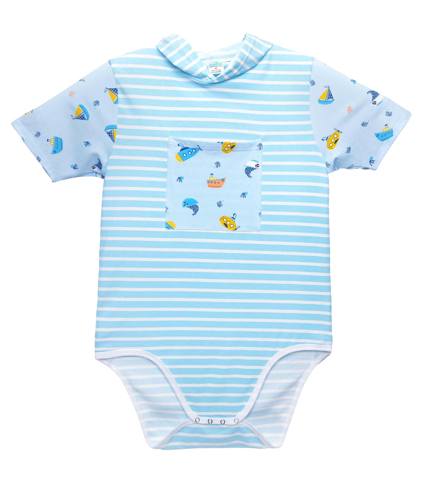ABDL Onesie - Blue Stripe & Ships