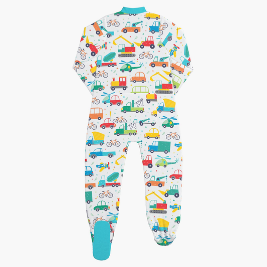 BabyCloudie Footed Jammies - Green Vehicle (Special Version)