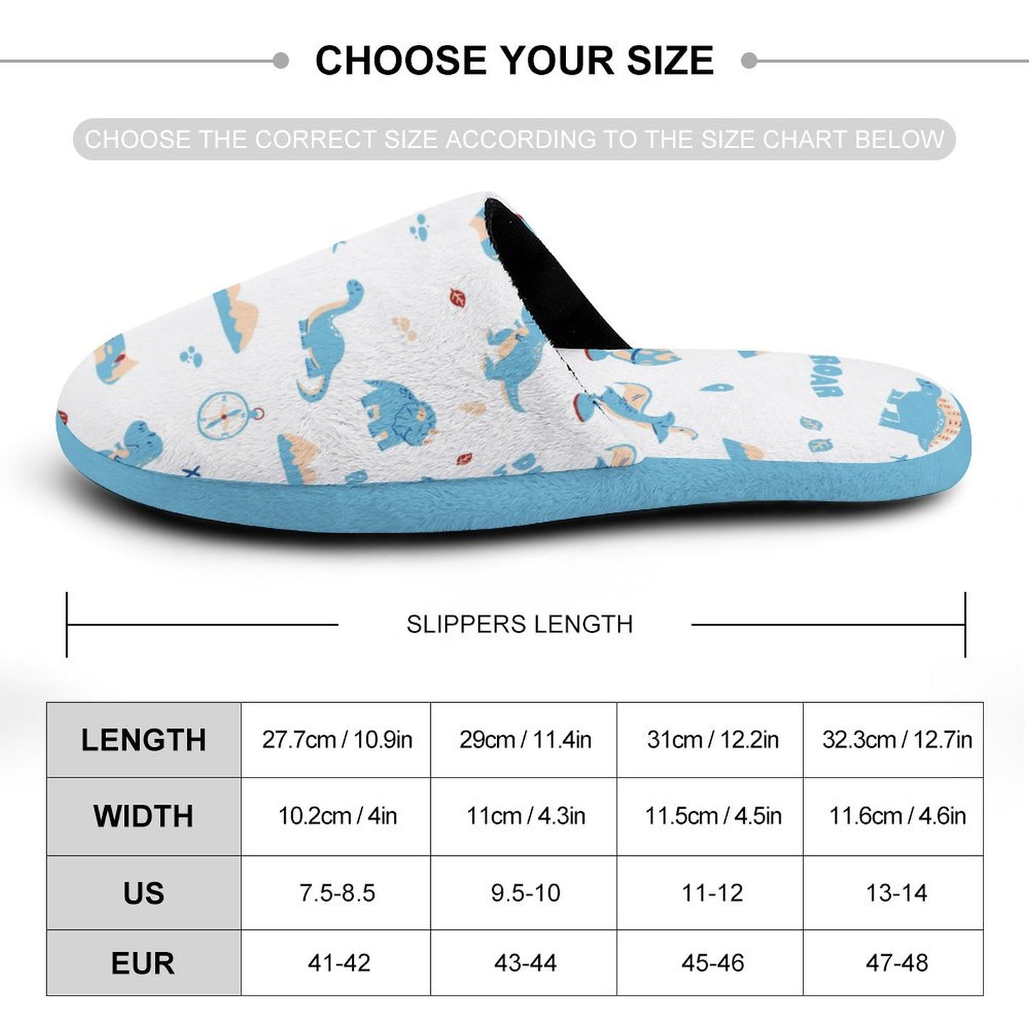Men Size Extra Warm Slippers - Dino World