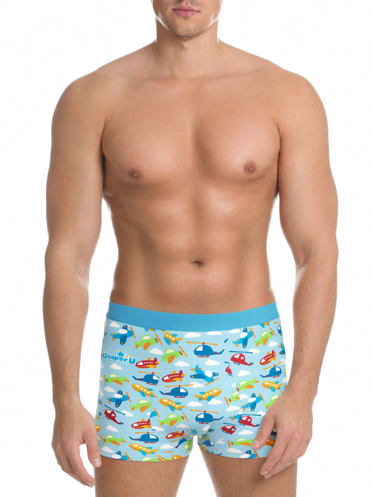 Baby Boy Boxer Briefs - Blue Airplane - Fit for All, Up to 6XL!