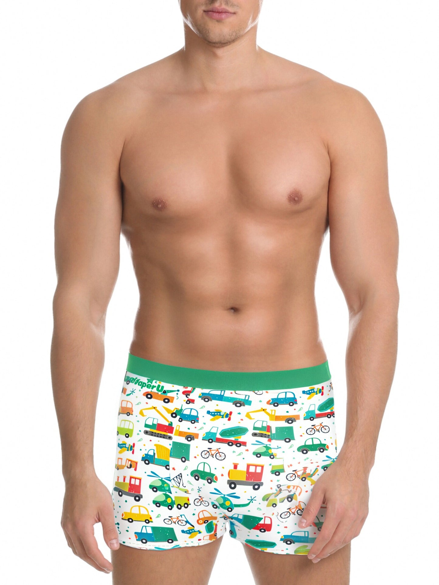 Baby Boy Boxer Briefs - Green Vehicle - Fit for All, Up to 6XL!