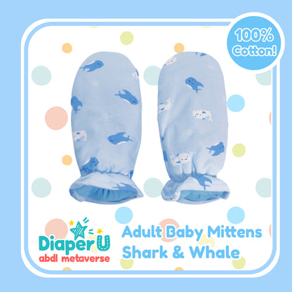 Adult Baby Mittens - Shark & Whale
