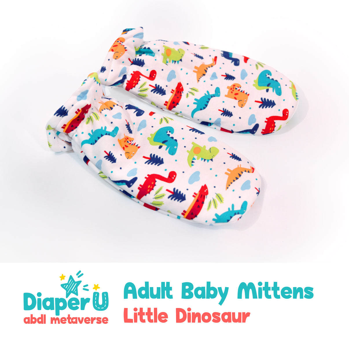 Baby Headband & Mittens Set – Pink & Dino Print (6 pcs)