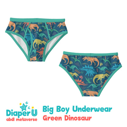 ABDL Big Boy Underwear - Green Dinosaur