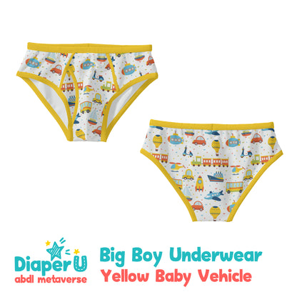 ABDL Big Boy Underwear - Yellow Baby Vehicle