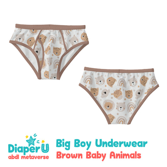 Big Boy Underwear - Brown Baby Animals