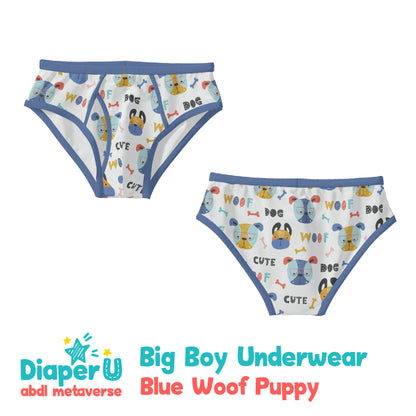 ABDL Big Boy Underwear - Blue Woof Puppy