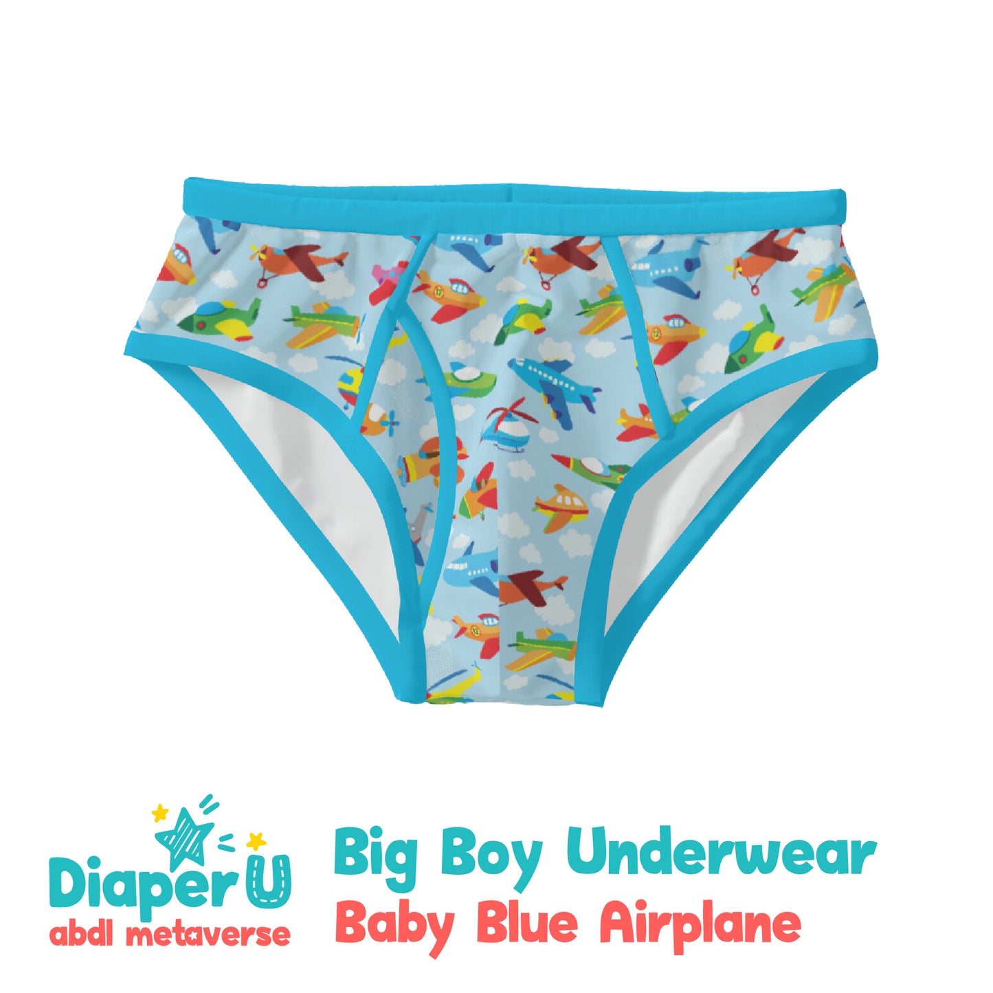 ABDL Big Boy Underwear - Baby Blue Airplane
