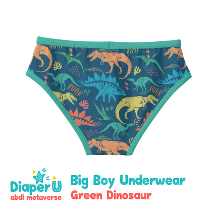 ABDL Big Boy Underwear - Green Dinosaur