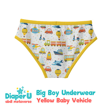 ABDL Big Boy Underwear - Yellow Baby Vehicle