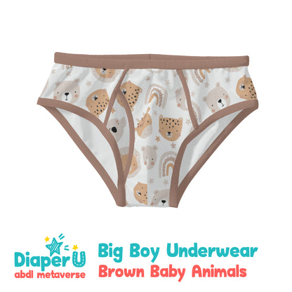 ABDL Big Boy Underwear - Brown Baby Animals