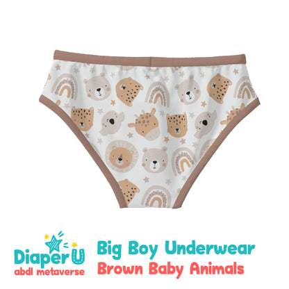 ABDL Big Boy Underwear - Brown Baby Animals
