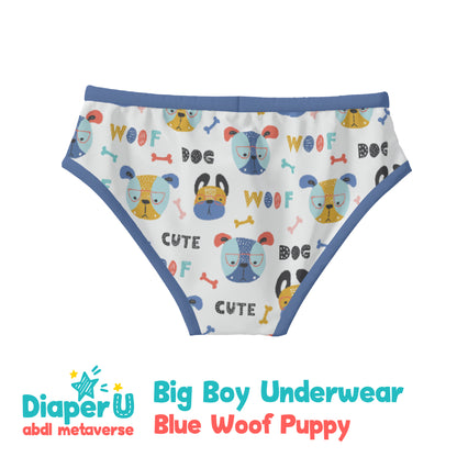 ABDL Big Boy Underwear - Blue Woof Puppy