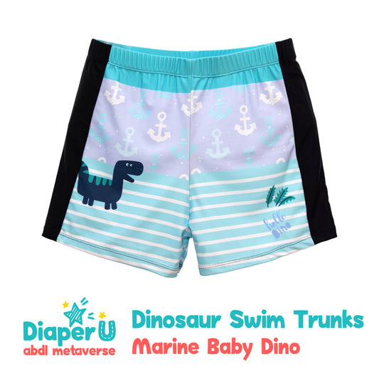 ABDL Dinosaur Swim Trunks - Marine Baby Dino
