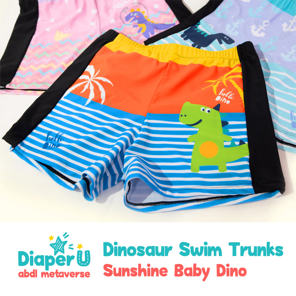 Babyhug Dino Print Swimming Trunk - Blue main image 0