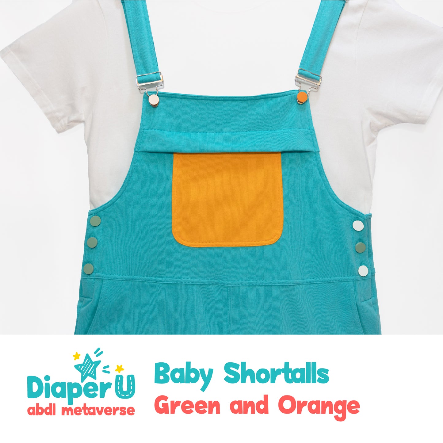 Baby Shortalls - Green and Orange (Unisex)