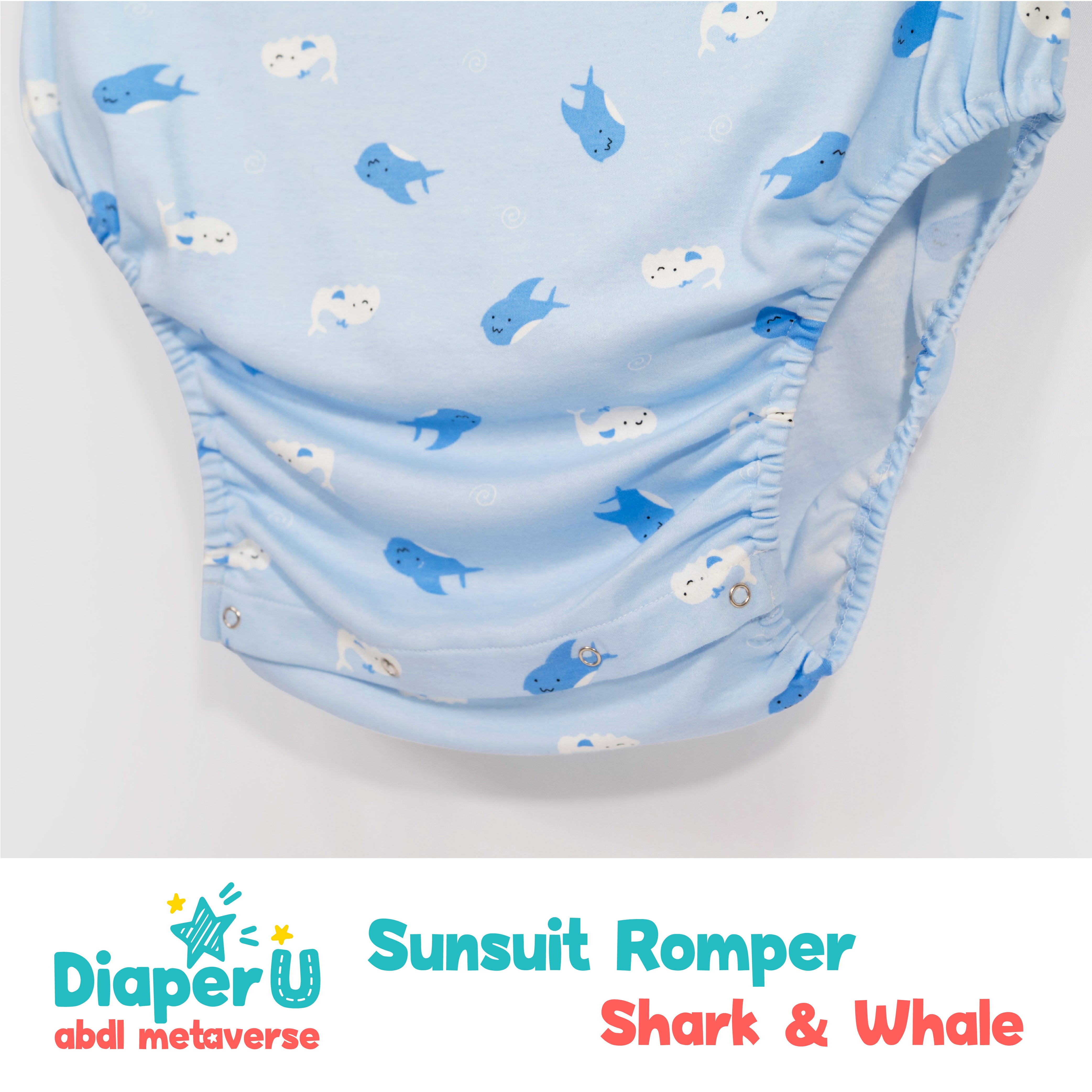 ABDL Adult Baby Sunsuit Romper - Shark & Whale – DiaperU
