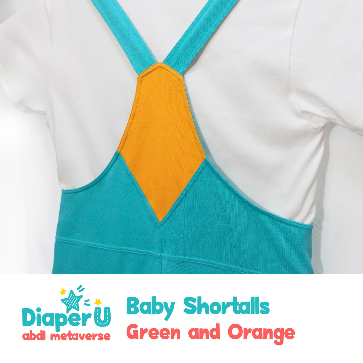 Baby Shortalls - Green and Orange (Unisex)