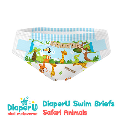 ABDL Swim Briefs - Safari Animals
