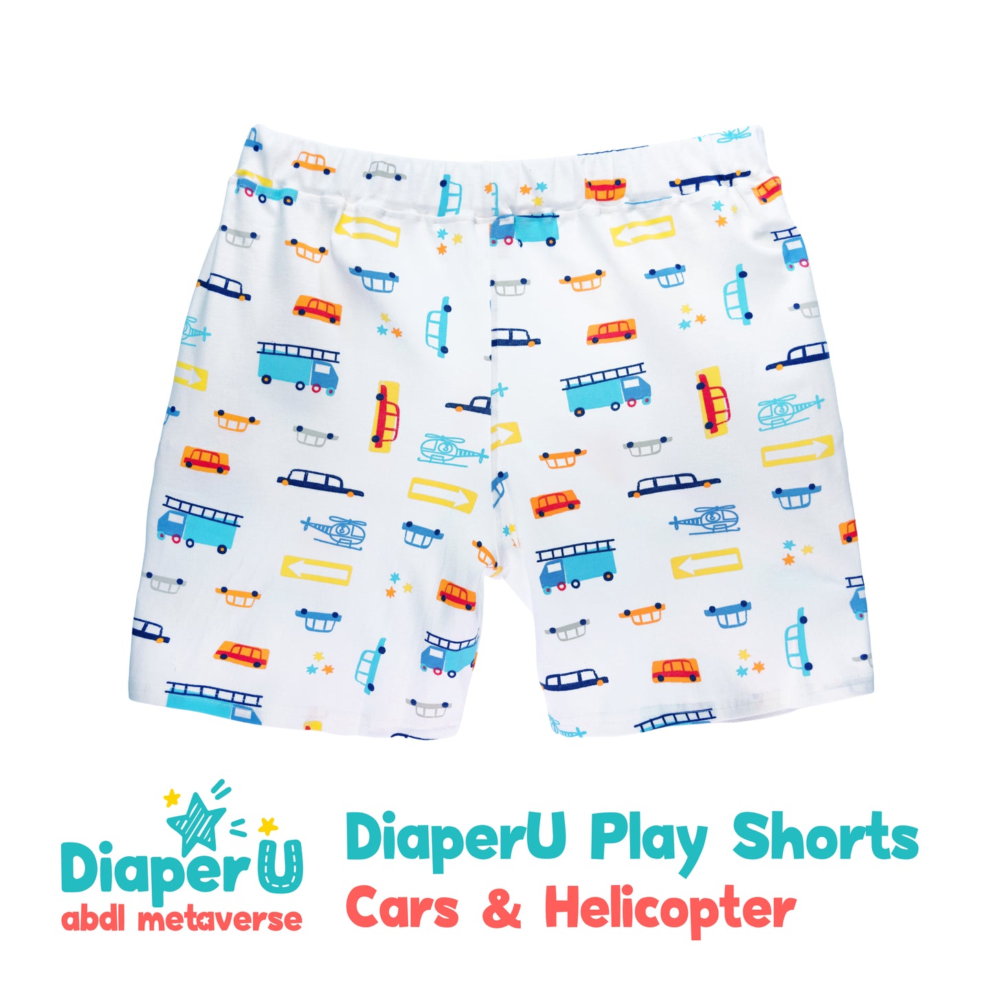 ABDL Cotton Shorts - Cars & Helicopter