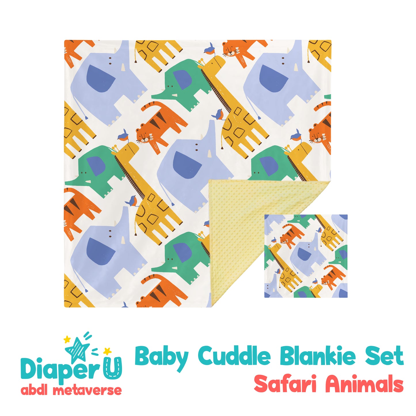 Baby Cuddle Blankie Set - Safari Animals