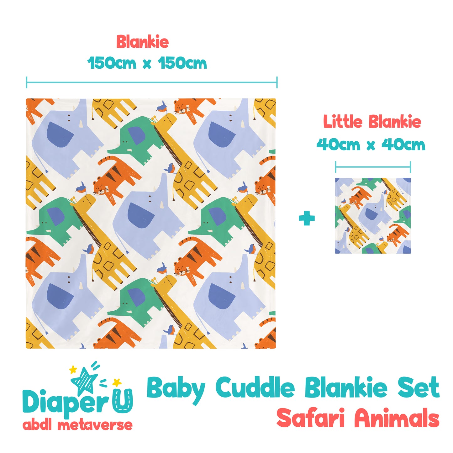 Baby Cuddle Blankie Set - Safari Animals