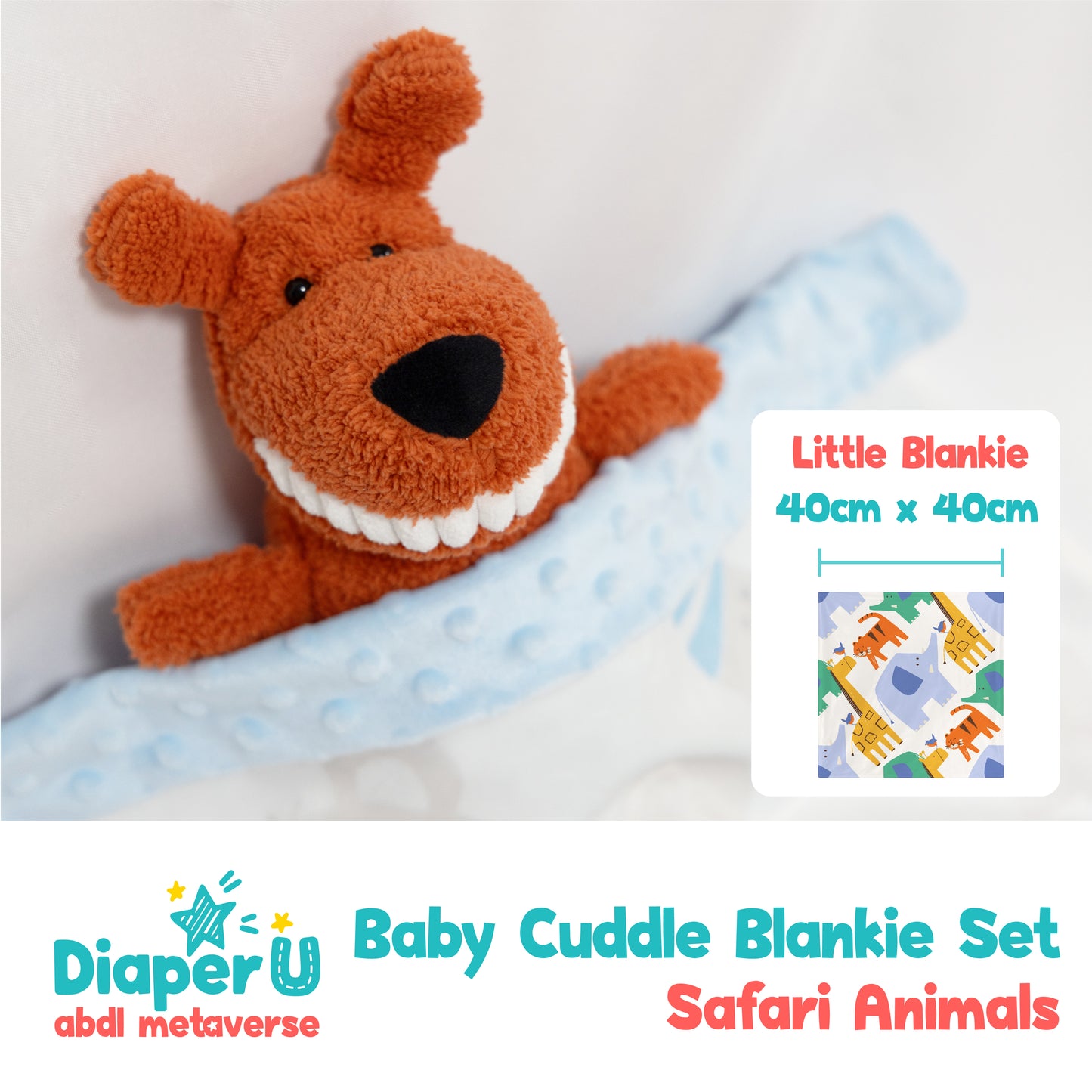 Baby Cuddle Blankie Set - Safari Animals