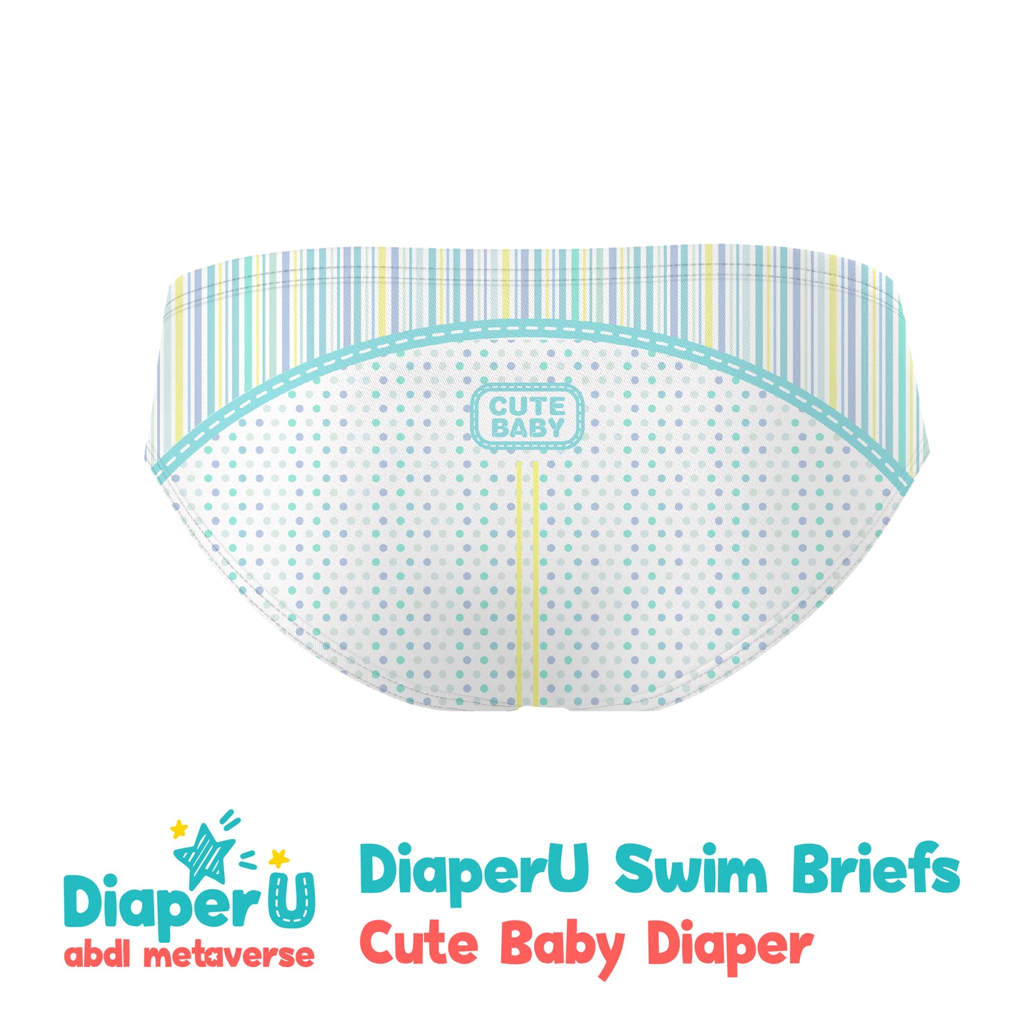 ABDL Swim Briefs - Cute Baby Diaper