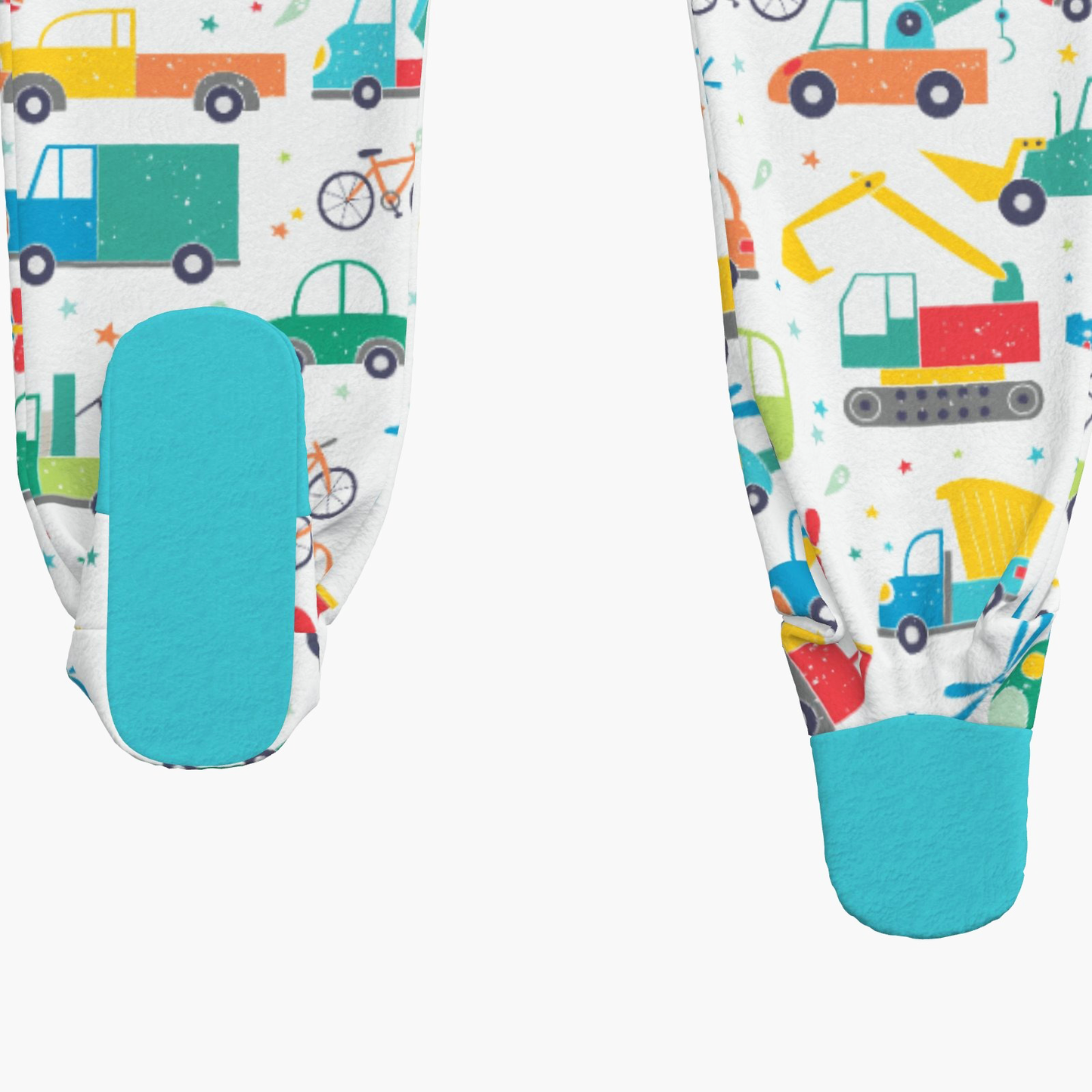 BabyCloudie Plush Fleece Footed Jammies - Green Vehicle