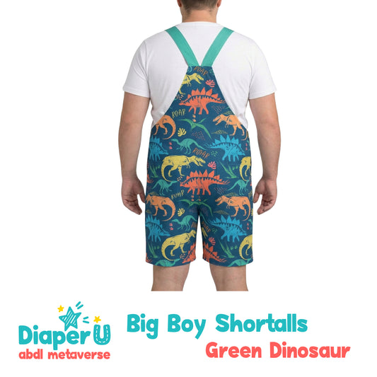 Big Boy Shortalls - Green Dinosaur