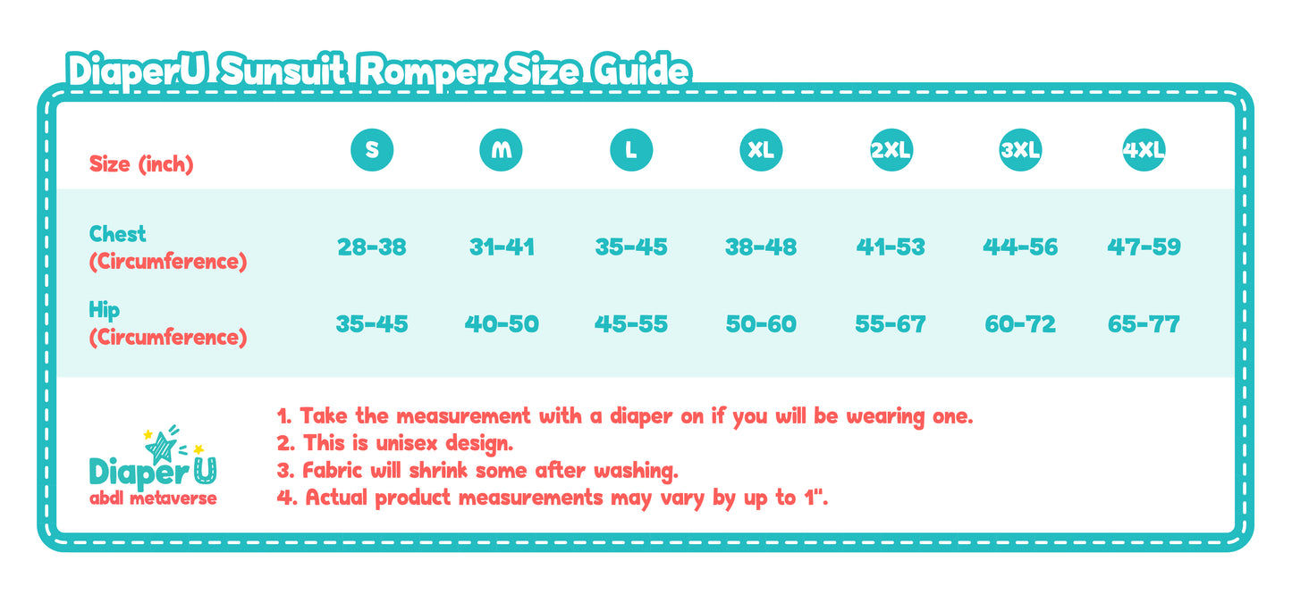 ABDL Sunsuit Romper - Shark & Whale