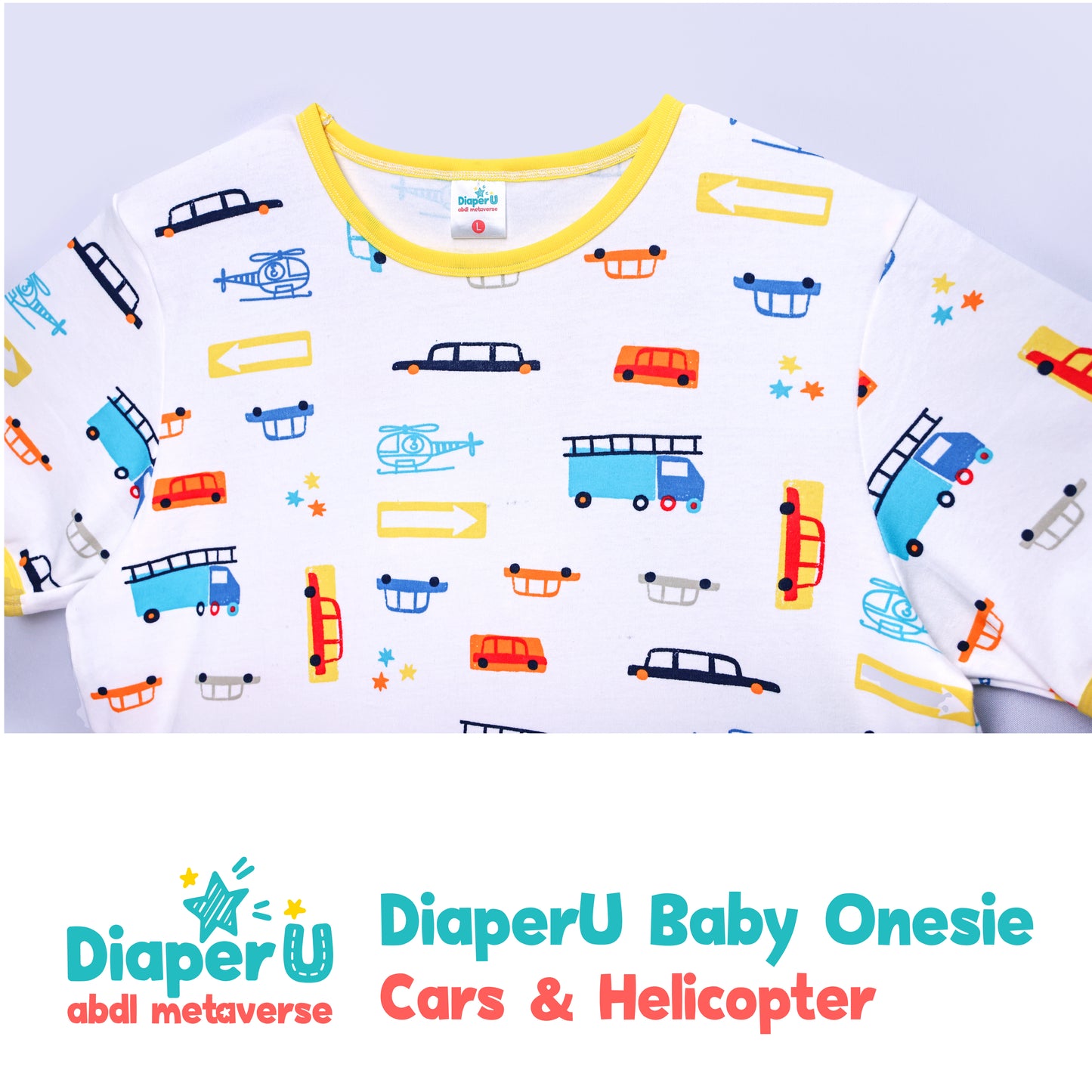 ABDL Onesie - Cars & Helicopter