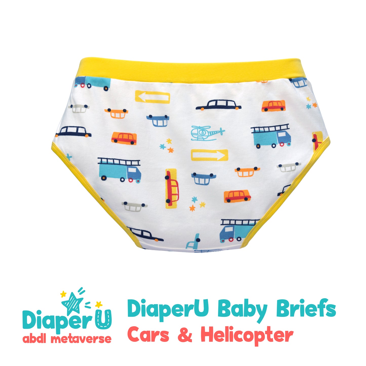 ABDL Cotton Baby Briefs - Cars & Helicopter (Unisex)