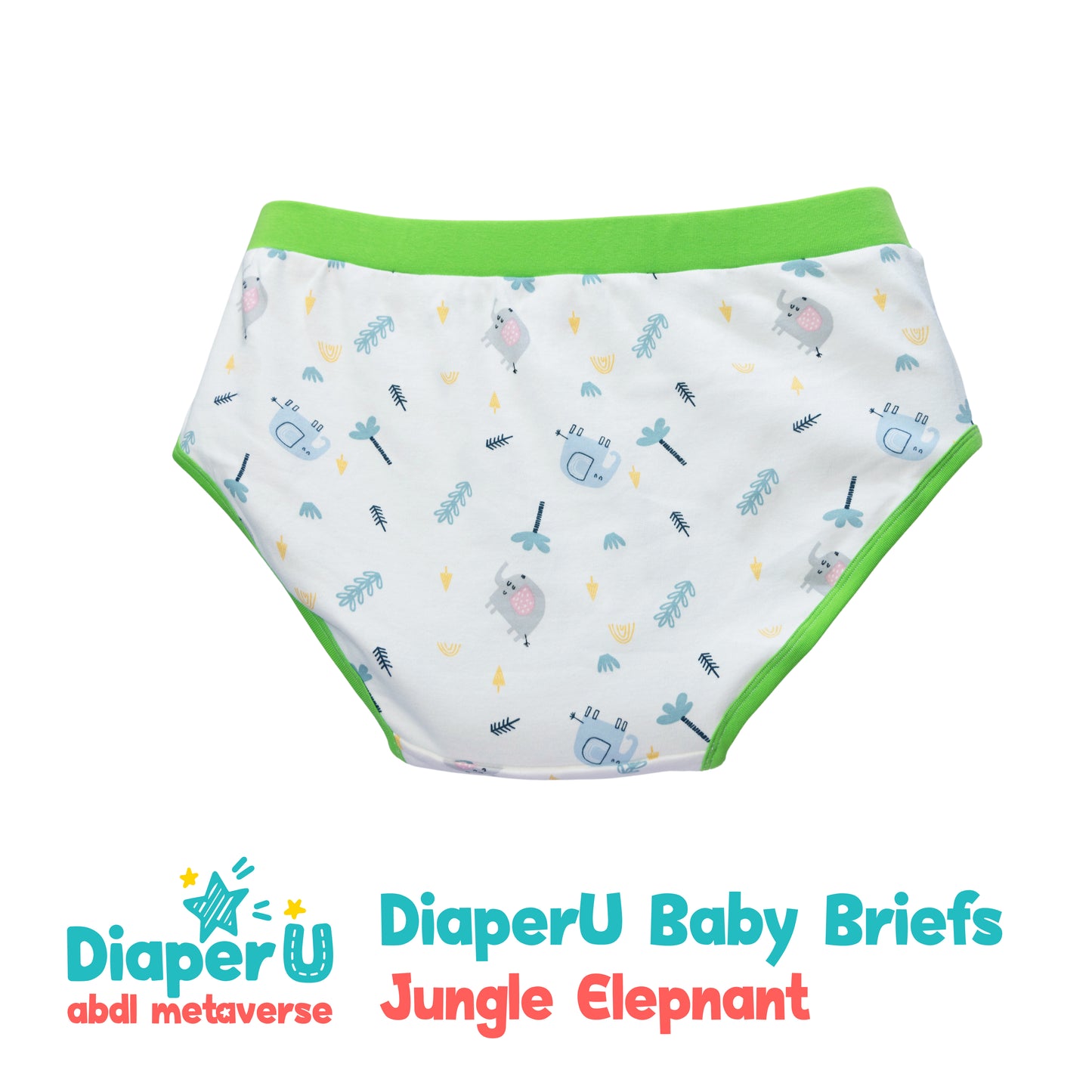 ABDL Cotton Baby Briefs - Jungle Elephant (Unisex)