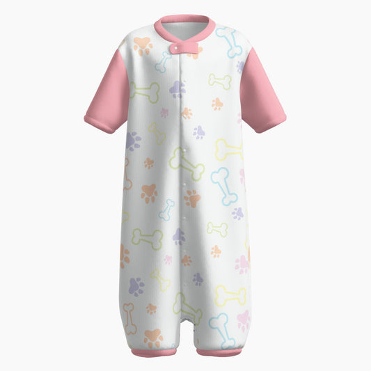 Snap-Up Sleepytime Romper - Puppy Play (Pink)