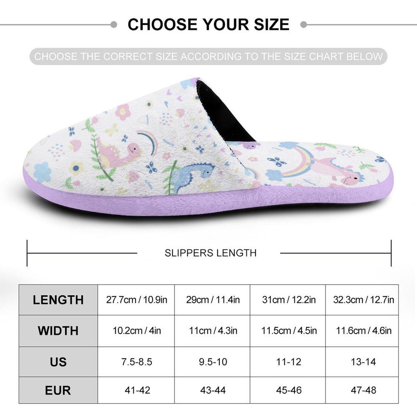 Men Size Extra Warm Slippers - Purple Dino