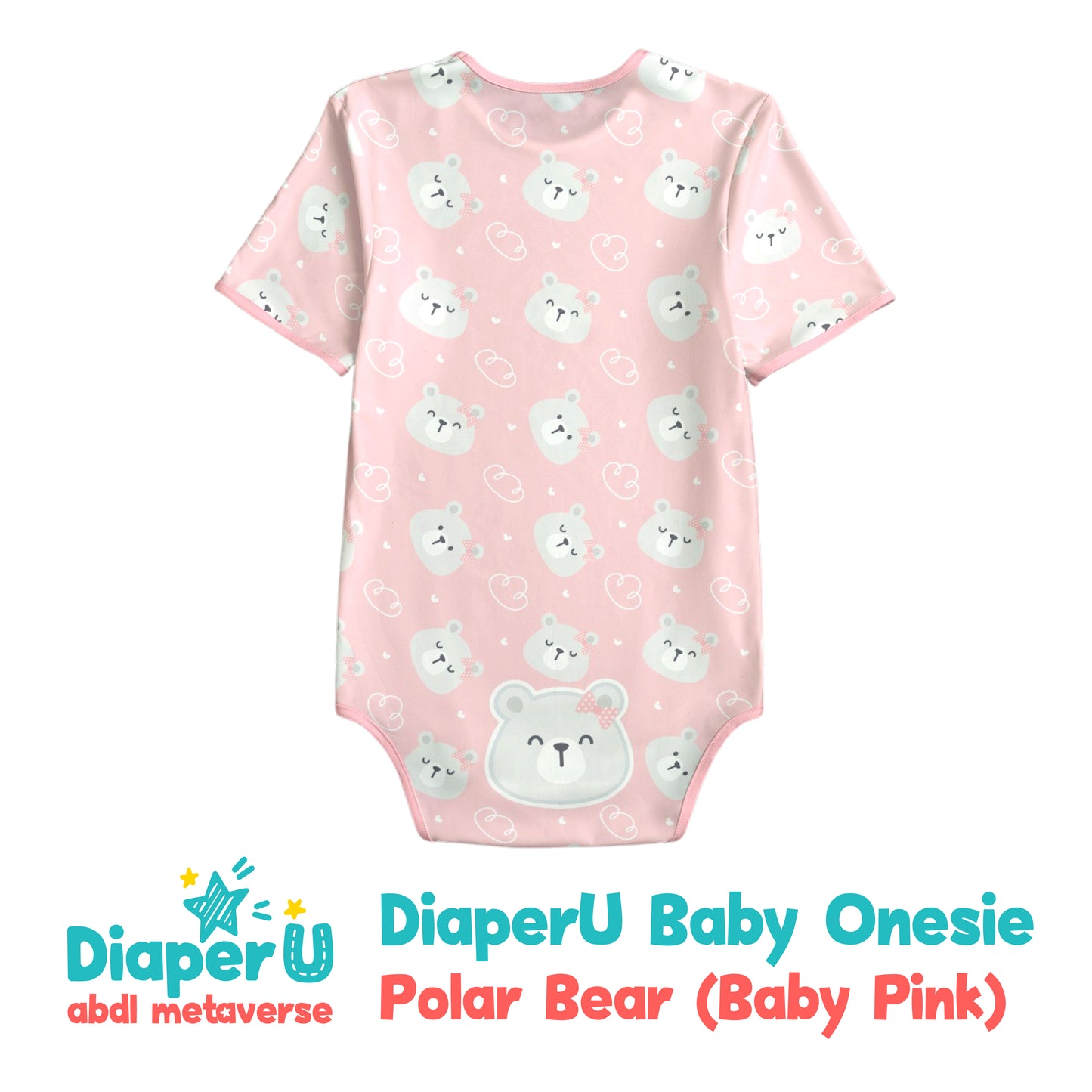 ABDL Onesie - Polar Bear (Baby Pink)