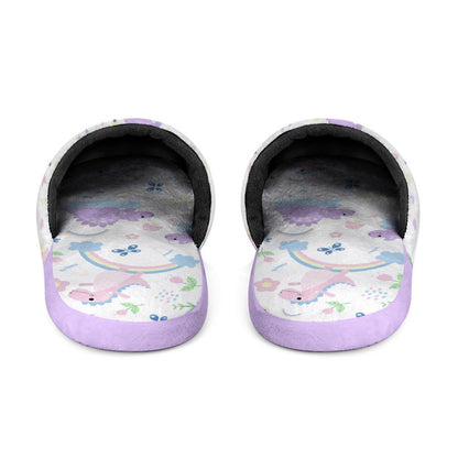 Men Size Extra Warm Slippers - Purple Dino