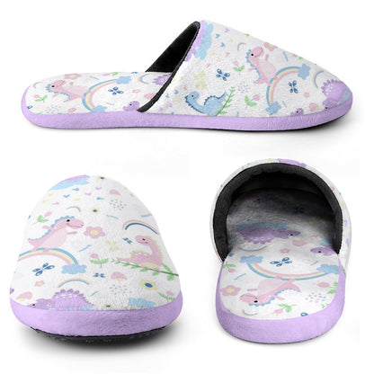 Men Size Extra Warm Slippers - Purple Dino