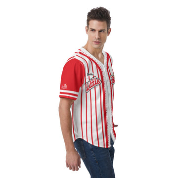 White and Red Stripe Baseball Jersey 