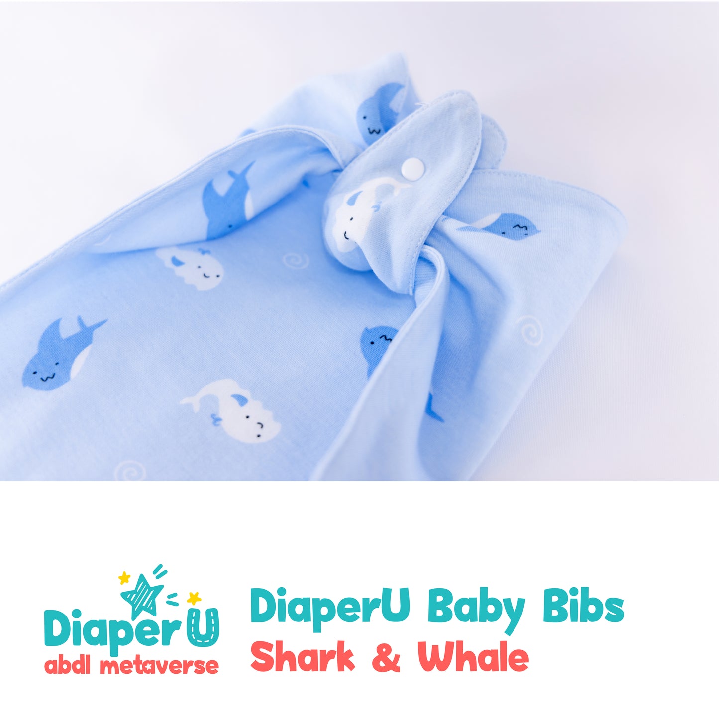ABDL Baby Bibs - Shark & Whale (Adult Size)