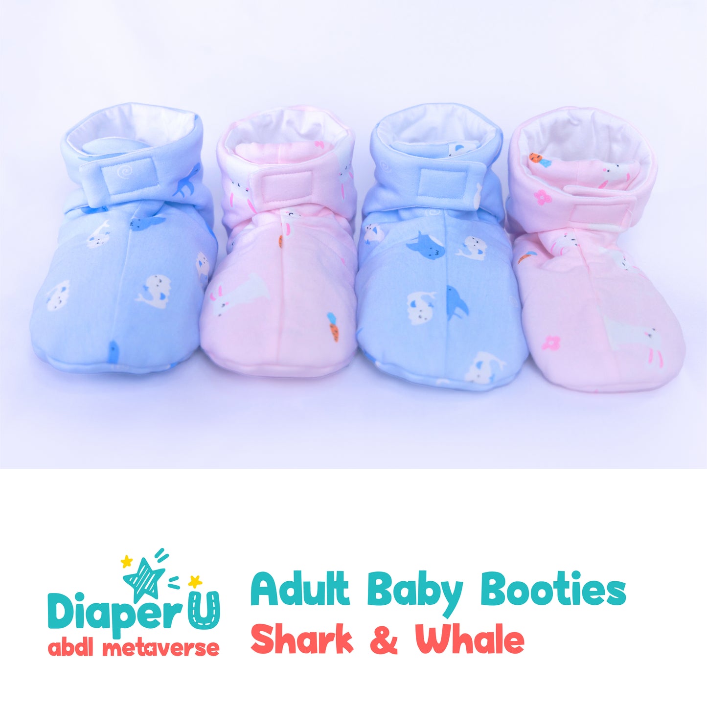 ABDL Baby Booties - Shark & Whale